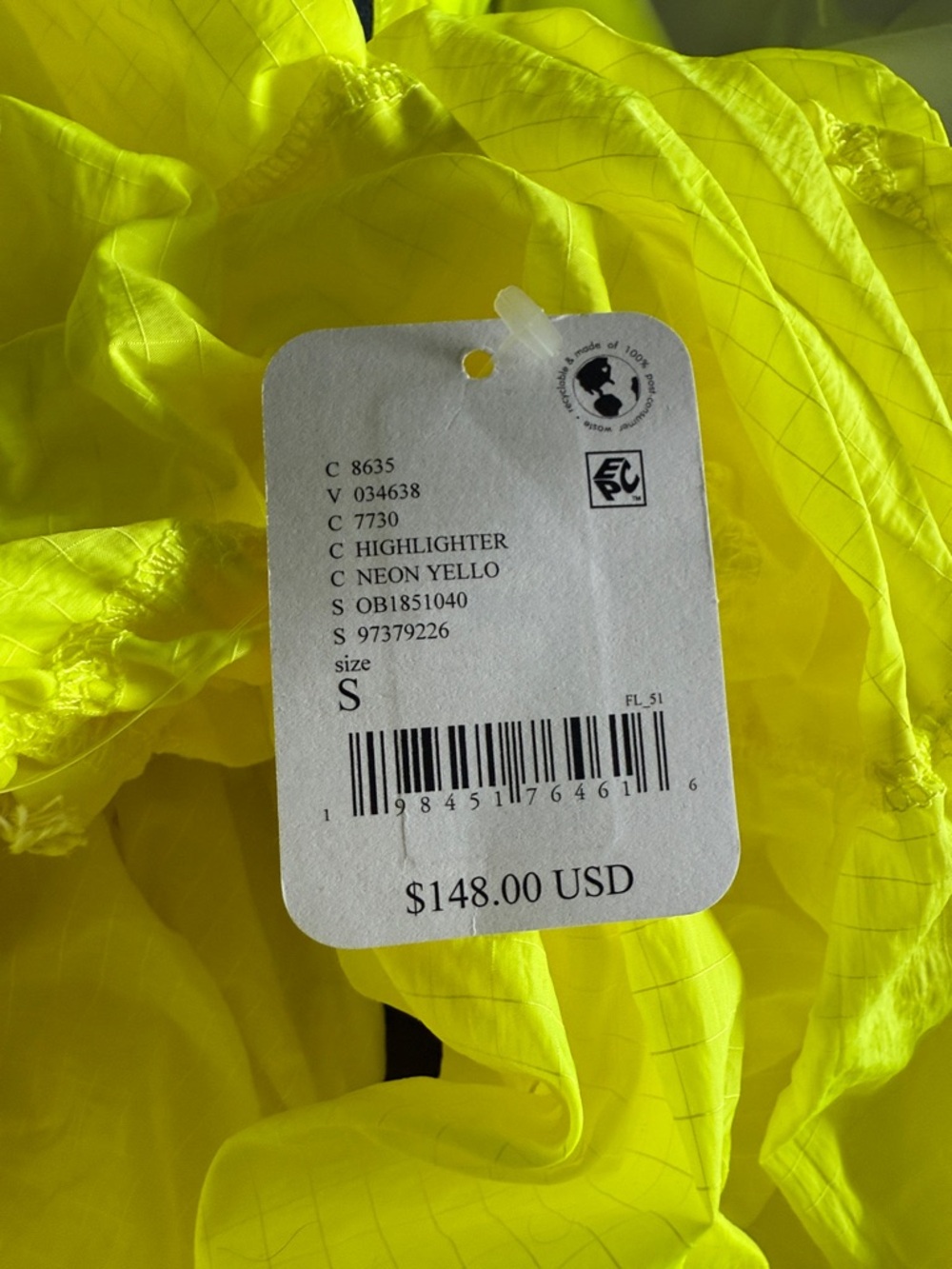 FP Movement by Free People Neon Yellow Cropped Bomber Anorak NWT retails $148 - Picture 3 of 3